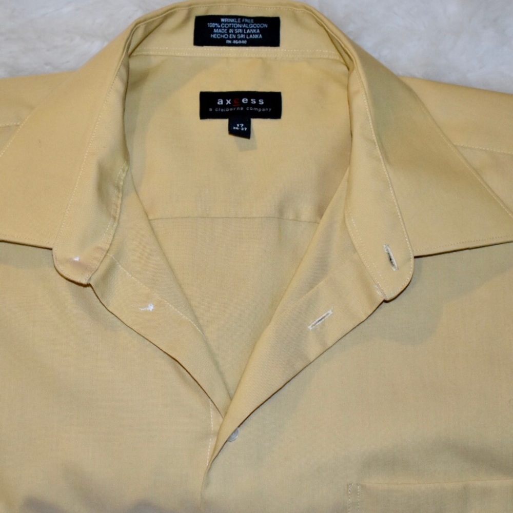 Men’s Axcess size 17 long sleeve dressy button down shirt calm yellow like new
